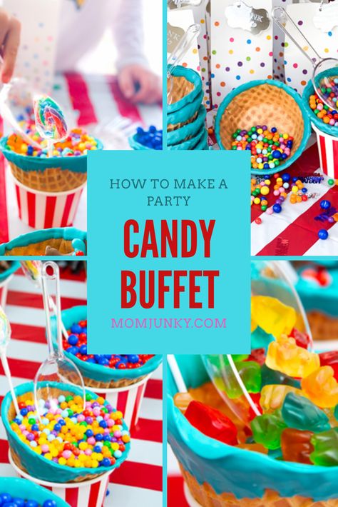 Recently, I had a Birthday Party for my 8-year-old. He loves candy but we use special occasions to let him indulge. A candy buffet seemed to be a festive and fun activity for everyone. I love DIY candy projects and I created the easiest, most fun way to set up a candy buffet with just a few, simple ingredients and props. Here's how to do it. Candy Bar Birthday Party, Candy Buffet Ideas, Table Treats, Teen Parenting, March Madness Parties, Birthday Party Candy Bar, Candy And Chocolate, Candy Bar Birthday, Candy Bar Party