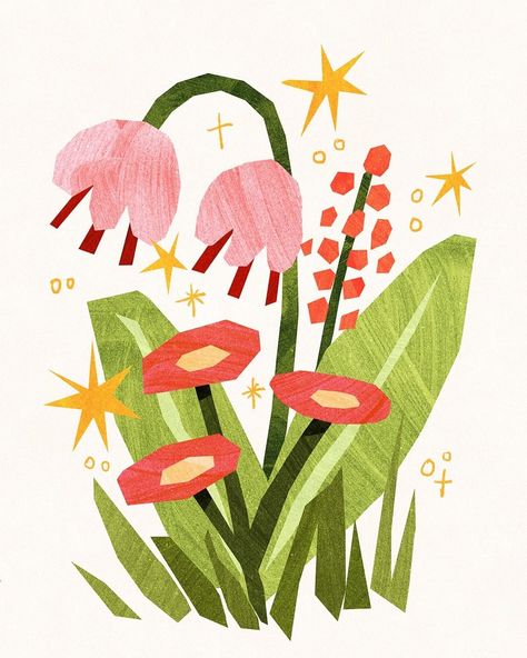 Jessica 🌿 Artist & Illustrator (@byjessicaelena) • Instagram photos and videos Bell Shaped Flowers, Flower Illustration Pattern, Simple Flower Drawing, Digital Sketchbook, Pattern Design Drawing, Botanical Sketchbook, Simple Collage, Simple Flower Design, Flower Graphic Design