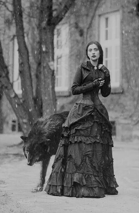 I love this Victorian Gothic Wolf & Lady photo art Gothic Fashion Victorian, Gothic Mode, Wolf Totem, Tableaux Vivants, She Wolf, Neo Victorian, Victorian Goth, 다크 판타지, Foto Vintage