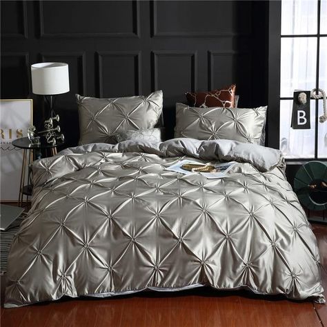 Cool Tees and Things | Stunning Luxury Duvet Cover and Pillowcase Bedding Set 2/3 pcs Twin-Queen-King Silk Duvet Cover, Bed Cover Sets, Silk Bedding Set, King Size Duvet Covers, King Duvet Cover Sets, Satin Bedding, Luxury Duvet Covers, Satin Sheets, King Size Duvet