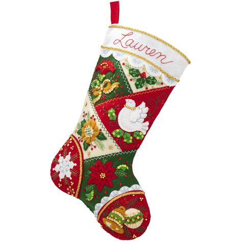 Bucilla Stocking, Felt Stocking Kit, Cross Stitch Stocking, Christmas Stocking Kits, Felt Christmas Stockings, Holiday Mantel, Holiday Sewing, Felt Stocking, Christmas Felt