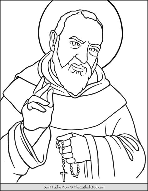 Saint Padre Pio Coloring Page #3 - TheCatholicKid.com Padre Pio Drawing, Saint Coloring Pages, Saint Drawing, Good Shepard, Saint Coloring, Glass Painting Patterns, Jesus Drawings, Sunday School Crafts For Kids, Art Painting Tools