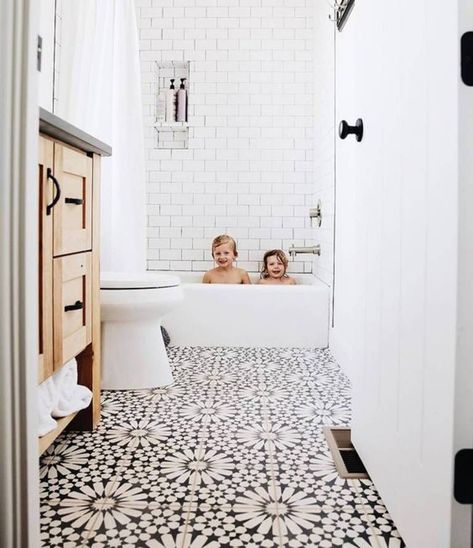 Our Kids' Bathroom Renovation Inspiration | M Loves M Design Interior Baie, Makeover Kamar Mandi, Dekorere Bad, Floral Bathroom, Renovation Inspiration, Mosaic Bathroom, Bad Inspiration, Small Bathroom Makeover, Decor Baie