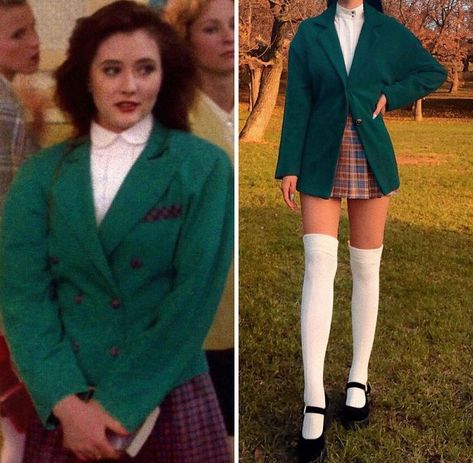 Heather Duke From Heathers Heathers 80s Outfits, Heather Duke Inspired Outfits, The Heathers Halloween Costume, 80s Actresses Aesthetic, Heathers Movie Outfits, Heathers Outfits Movie, Heather Duke Cosplay, Heathers Costume Ideas, Heather Duke Costume