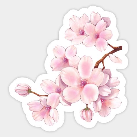 Sakura Stickers Blossoms, Cherry Blossom Sticker Printable, Sakura Flower Sticker, Cute Flower Stickers, Chinese Stickers, Cherry Blossom Tattoo Design, Sakura Stickers, Cherry Blossom Sticker, Cherry Sticker