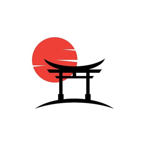 Japan Vector Illustration, Tori Gate Tattoo Design, Gate Tattoo Design, Torii Gate Illustration, Tori Gate Tattoo, Torii Gate Tattoo, Shrine Tattoo, Japan Logo Design, Japanese Inspired Tattoos