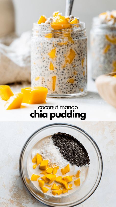 Chai Drinks, Coconut Chia Seed, Mango Chia Pudding, Coconut Chia Pudding, Coconut Chia, Chia Seed Recipes, Chia Pudding Recipes, Mango Coconut, Chia Seed Pudding