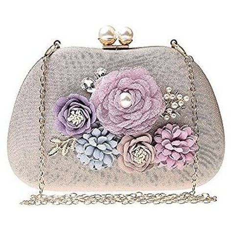 Evening Bag for Women, Champagne Purse Aesthetic, Flower Clutch, Expensive Bag, Pearl Clasp, Floral Clutches, Wedding Clutch, Vintage Clutch, Clutch Purse Evening, Evening Handbag