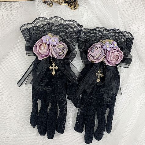 This price is for a pair of gloves or a pair of wrist cuffs or a hat only. Gloves Design Ideas, Glove Aesthetic, Pretty Gloves, Goth Gloves, Cute Gloves, Victorian Gloves, Goth Cross, Gloves Aesthetic, Fancy Gloves