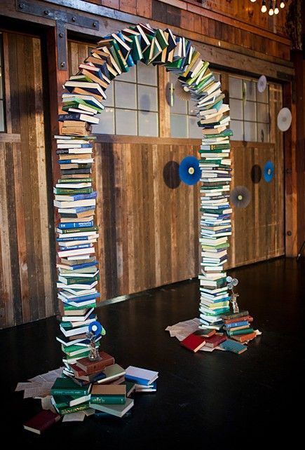 Literary archway Book Arch, Book Themed Wedding, Literary Wedding, Booth Decor, Wedding Ceremony Arch, Wedding Photo Booth, Event Floral Design, Book Party, Ceremony Arch