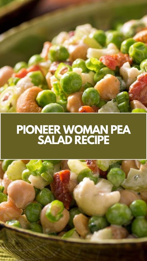 Pioneer Woman Pea Salad recipe features sour cream, mayonnaise, salt, pepper, white vinegar, frozen green peas, bacon, red onion, cheddar or American cheese, and fresh parsley this recipe takes 15 minutes to prepare and serves 6 people. Frozen Peppers Recipes, Frozen Pea Salad Recipes, Pea Salad With Frozen Peas, Best Pea Salad Ever, Pioneer Woman Pea Salad, Pea Salad Recipes Cold, Frozen Peas Recipe Side Dishes, Pea Dishes, English Pea Salad Recipe