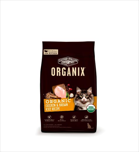 CASTOR POLLUX Organix Recipe Chicken Organic Cat Food, All Natural Dog Food, Senior Cat Food, Chicken Brown Rice, Brown Rice Recipe, Natural Cat Food, Chicken And Brown Rice, Best Cat Food, Brown Rice Recipes