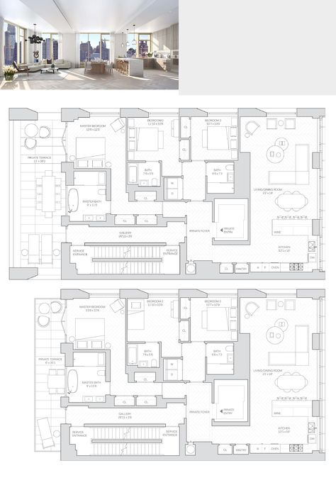 Penthouse Layout, City Living Apartment, Duplex Penthouse, Small Condo, Hudson Yards, City Living, Plan Design, Small Apartments, House Floor Plans