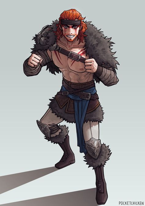 Viking Clothing Male Drawing, Dnd Viking Character Art, Male Fighter Dnd, Druid Character Design Male, Human Fighter Dnd Male, Brute Character Design, Viking Character Design Male, Nordic Character Design, Norse Dnd