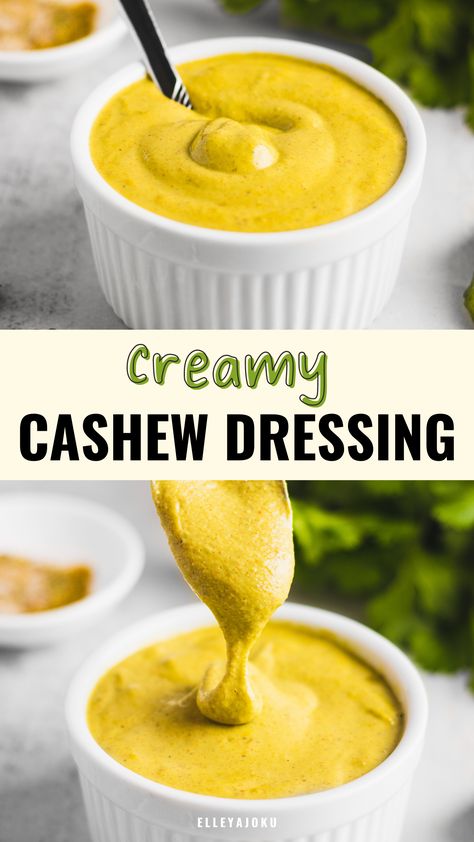 Vegan Cashew Dressing, Cashew Dressing Vegan, Cashew Dressing Recipe, Cashew Salad Dressing, Plant Based Salad Dressing, Greek Yogurt Salad Dressing, Cashew Dressing, Dressing Simple, Cashew Yogurt