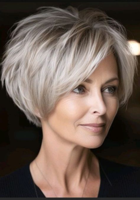 Pixie Haircut Ideas, Κούρεμα Bob, Short Silver Hair, Short Hair Images, Crop Hair, Layered Haircuts For Medium Hair, Hairstyles And Haircuts, Hairstyles For Women Over 50, Messy Short Hair