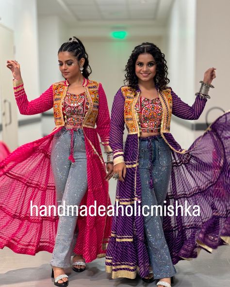 ✨💫We are thrilled to share the exciting news that our outfit has been selected for Nandy sisters for NMACC India program ! We are deeply grateful for this incredible opportunity to present our traditional Gujarati attire and skills on such a prestigious platform. Thank you for believing in our work and providing us with this chance to shine. We look forward to representing our heritage with pride and excellence.✨ This outfits available on website also with many colours options. handmadeaho... Garba Outfit Gujarati, Navratri Dress Kurti, Navratri Outfits Traditional, Navratri Kurti Designs, Unique Navratri Outfits, Navaratri Outfits, Navratri Outfits Ideas, Navratri Kurti, Gujarati Chaniya Choli