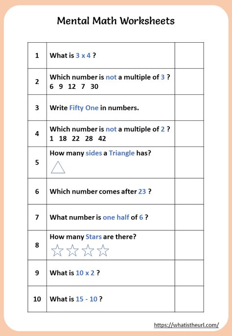 Mental Maths Multiplication Worksheets For Class 3, Mental Maths For Grade 2 Worksheets, Mental Maths Grade 2, Class2 Maths Worksheet, Math Worksheets For Class 2, Mental Maths Worksheets For Class 3, Mental Math Grade 1 Worksheet, Maths 1st Grade Worksheets, Math Olympiad Grade 2