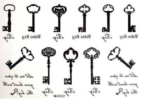 2012 Newest Halloween Christmas Treasure Chest Key 11 Style Key Temporary Tattoos ** Read more  at the image link. Vintage Key Tattoos, Skeleton Key Tattoo, Key Tattoo Designs, Fashion Stickers, Chris Garver, Key Tattoos, Key Tattoo, Realistic Temporary Tattoos, Flash Tattoos