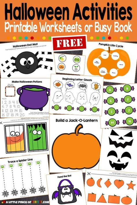 Halloween Printable Activities, Halloween Worksheets Free, Halloween Lesson Plans, Halloween Activities For Toddlers, Halloween Activities Preschool, Halloween Lesson, Pumpkin Life Cycle, October Activities, Halloween Kindergarten