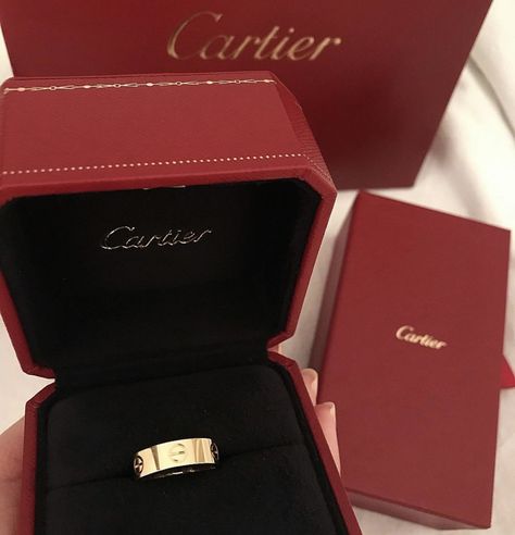 Cartier Love Ring Aesthetic, Love Ring Cartier, Gold Love Ring, Trinity Necklace, Ring Aesthetic, Cartier Gold, Cartier Love Ring, Necklace Outfit, Expensive Jewelry Luxury