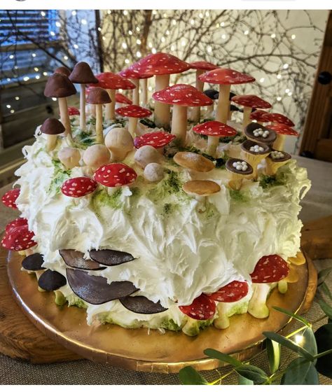 Good Cakes, Shroom Cake, Fondant Mushrooms, Mushroom Cakes, Toadstool Cupcakes, Fairy Woodland Cake, Cute Mushroom Cake, Fairytale Cake, Mushroom Theme Dessert