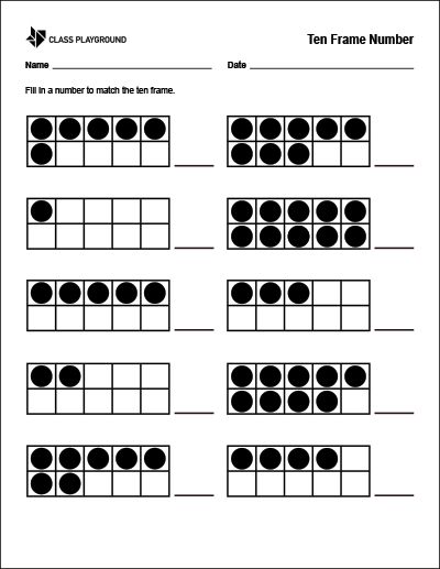 Ten Frame - Class Playground Ten Frame Addition Worksheet, Tens Frame Worksheet, Ten Frame Worksheet, Kids Learning Charts, Ten Frames Kindergarten, Tens Frame, Number Worksheet, Spring Lessons, Math Enrichment