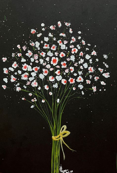 My first time trying out on paper and acrylic. Unlike watercolor, it is easy to manage. #drawing #painting #acrylicpainting #blackpaper #blackcanvas #flowerdraw #flowerpaintings Wildflowers Bouquet, Oil Painting On Paper, Black Paper Drawing, Spring Wildflowers, Acrylic Painting On Paper, Wildflower Bouquet, Simple Acrylic Paintings, Black Paper, Diy Art Painting