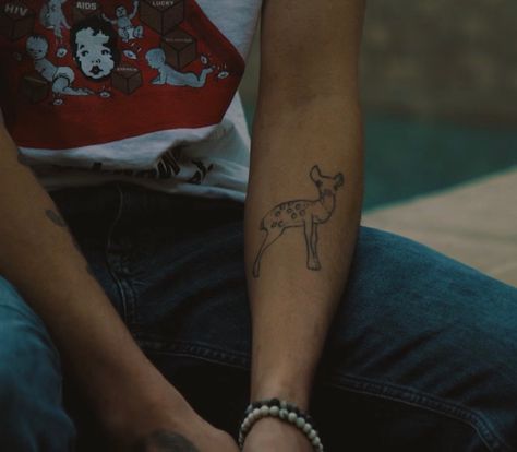 Dominic Fike Youtube FOCUS ON ____ FOR THE SUMMER Dominic Fike Tattoo Ideas, Dominic Fike Tattoos, Bambi Tattoo, Clean Earth, Aesthetic Tattoos, Dominic Fike, Deer Tattoo, Summer Tattoo, Visually Pleasing