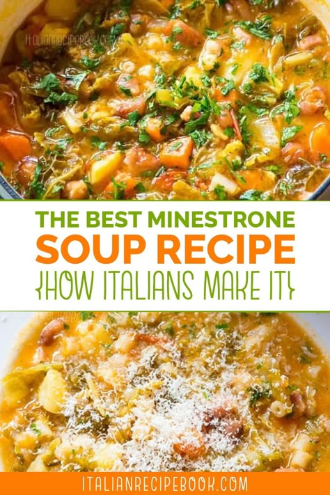 Riviera Minestrone Soup Recipe, Carabbas Minestrone Soup, Minestrone Soup No Tomato, Minestrone Soup Recipe Authentic, Minestrone Soup With Cabbage, Minestrone Soup Authentic, The Best Minestrone Soup, Italian Soup Recipes Homemade, Minestrone With Meat