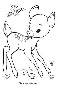 Coloring Pages صفحات التلوين, Animal Embroidery, Disney Coloring Pages, Entrance Door, Dessin Adorable, Baby Deer, Digi Stamps, Animal Coloring Pages, Vintage Embroidery