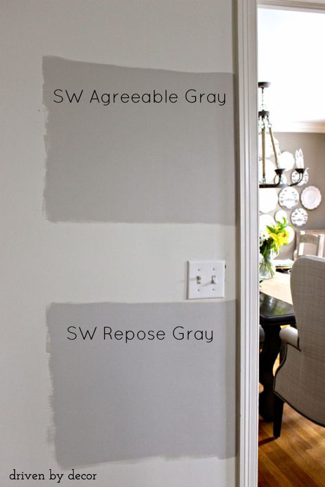 Add Painting, Sherwin Williams Agreeable Gray, Sw Repose Gray, Agreeable Gray Sherwin Williams, Gray Paint Colors, Interior Paint Colors Schemes, Chalk Ideas, Driven By Decor, Repose Gray