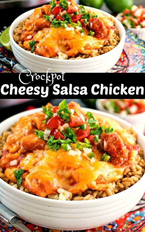 Cheesy Salsa Chicken, Crockpot Salsa Chicken, Crockpot Salsa, Salsa Chicken Crockpot, Slow Cooker Salsa Chicken, Slow Cooker Salsa, Best Crockpot Recipes, Crockpot Dinners, Salsa Chicken