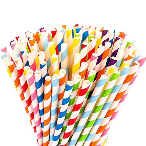 Amazon.com: Hiware 200-Pack Biodegradable Paper Straws - 8 Different Colors Rainbow Stripe Paper Drinking Straws - Bulk Paper Straws for Juices, Shakes, Smoothies, Party Supplies Decorations: Health & Personal Care Emoji Party, Printable Party Decorations, Rainbow Paper, Party Printables Free, Drink Straw, Eco Friendly Paper, Party Cups, Paper Straws, Reusable Straw