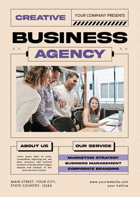 Business Agency Flyer Creative Brochure, Advertising Agency, Digital Marketing Agency, Visual Identity, Creative Business, Marketing Agency, Flyer Design, Creative Design, Motorcycles