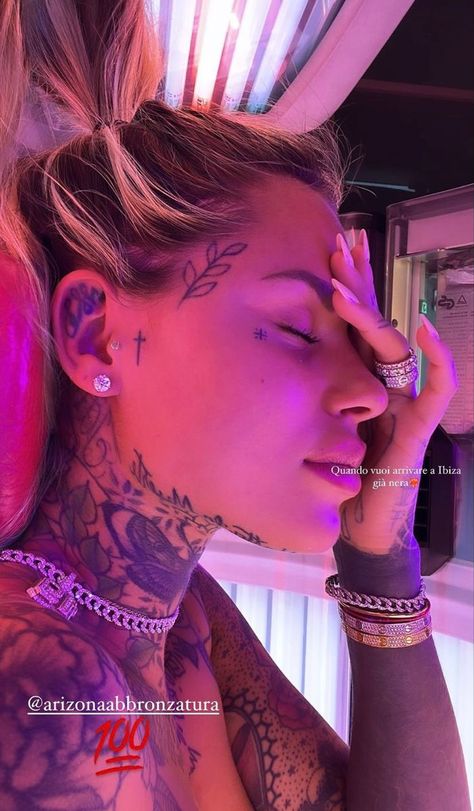 Small Sideburn Tattoo Women, Chiquita Tattoo, Jawline Tattoo Women, Side Face Tattoos For Women, Cute Face Tattoos, Small Face Tattoos For Women, Cheek Tattoo, Under Eye Tattoo, Small Face Tattoos