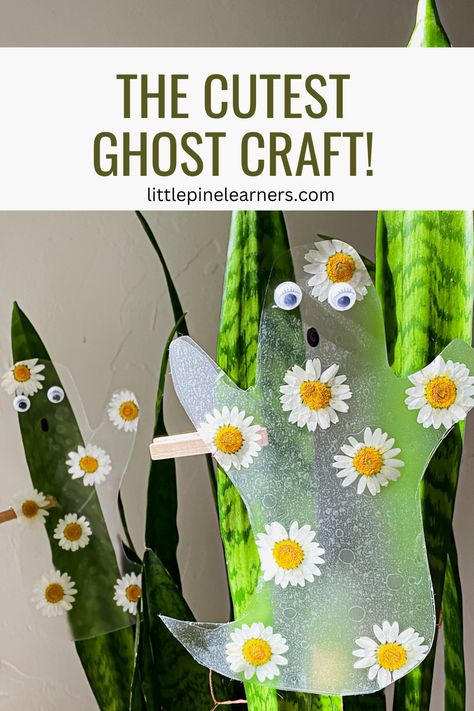 Ghost Craft with Daisies Girl Scout Halloween Activities, Halloween Crafts For Girls, Ghost Crafts For Kids, Indoor Nature, Craft For Halloween, Ghost Craft, Halloween Crafts Preschool, Ghost Crafts, Girl Scout Daisy