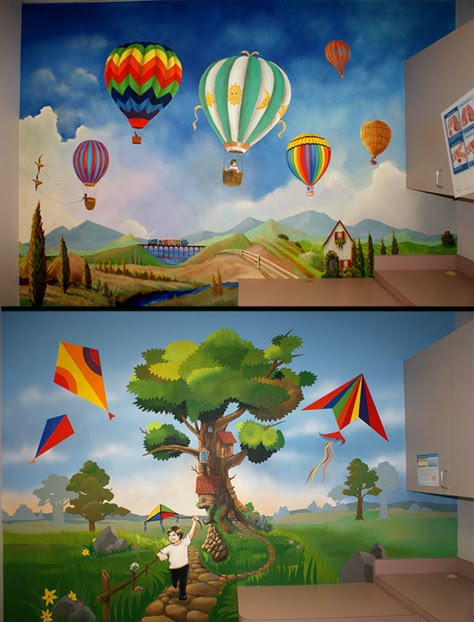 Mural For School, Bernstein Bears, Daycare Design, Mural Paintings, Kids Room Murals, Paintings Ideas, Balloon Painting, School Wall Art, School Murals