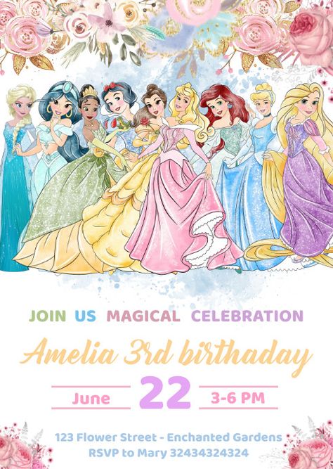 Create the perfect design by customizing easy to use templates in MINUTES! Easily convert your image designs into videos or vice versa! Browse through effective promotional flyers, posters, social media graphics and videos. Download web quality graphics for free! Prices start at $2.99 ONLY. Disney Princess Invitations Free, Princess Birthday Party Invitations Free, Disney Princess Birthday Invitations Free Printable, Disney Princess Birthday Invite, Disney Princess Invitations Template Free Printable, Princess Party Invite, Disney Princess Birthday Party Invites, Disney Princess Template, Princess Invitation Template Free