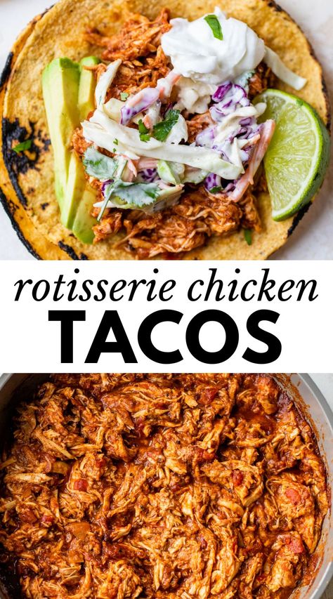 Recipe Rotisserie Chicken, Costco Rotisserie Chicken Recipe, Rotisserie Chicken Recipes Healthy, Rotisserie Chicken Tacos, Rotisserie Chicken Recipe, Costco Rotisserie Chicken, Easiest Dinner, Recipes Using Rotisserie Chicken, Crockpot Healthy