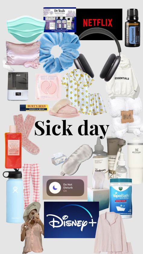 #myfirstshuffle #sickday #sick #today I’m sick What To When Your Sick, Sick Day Essentials Aesthetic, Sick Day Essentials For Her, Self Care Sick Days, Sick Day Checklist, Sick Day Schedule, What To Do If Ur Sick, Things To Make You Feel Better When Sick, Hacks For When Your Sick