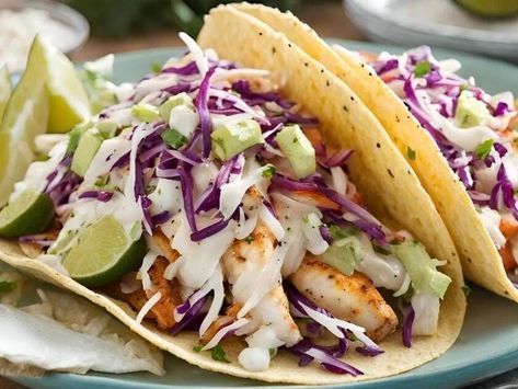 Crunchy and Tangy Slaw for Fish Tacos - NewsBreak Fish Taco Slaw Recipe, Fish Tacos Baked, Fish Taco Slaw, Fish Tacos With Cabbage Slaw, Taco Slaw, Slaw For Shrimp Tacos, Fluffy Buttermilk Pancake Recipe, Tangy Slaw, Slaw For Fish Tacos