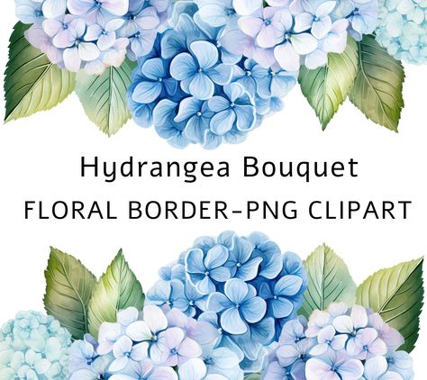 Hydrangea Border, Watercolor Hydrangea, Easter Designs, Png Elements, Hydrangea Bouquet, Download Image, Easter Design, Spring Art, Floral Border