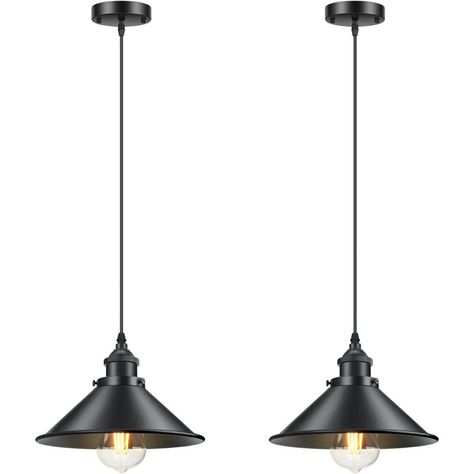 Longshore Tides Vintage Hanging Pendant Lights Retro Pendant Light Fixtures (Set Of 2) - Wayfair Canada Speakeasy Decor, Industrial Theme, Industrial Hanging Lights, Retro Pendant Lights, Pendant Light Design, Industrial Pendant Lights, Industrial Pendant, Hanging Pendant Lights, Industrial Lighting