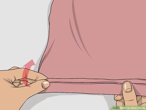 4 Ways to Hem Shirts - wikiHow Hot Mini Dress, Shirt Alterations, Altered T Shirts, Sewing Tshirt, Sewing Hems, Original Hem, Sewing Alterations, Sewing Tutorials Clothes, Diy Clothes Life Hacks