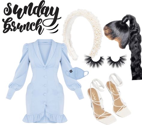 Non-stretch Blue Dress For Brunch, Cute Blue Dresses For Brunch, Blue Brunch Outfit Black Woman, Blue Brunch Outfit, Blue Outfit Dress, Outfit Ideas Baddie, Polyvore Blue Outfits, Shopping Addict, Chic Wardrobe