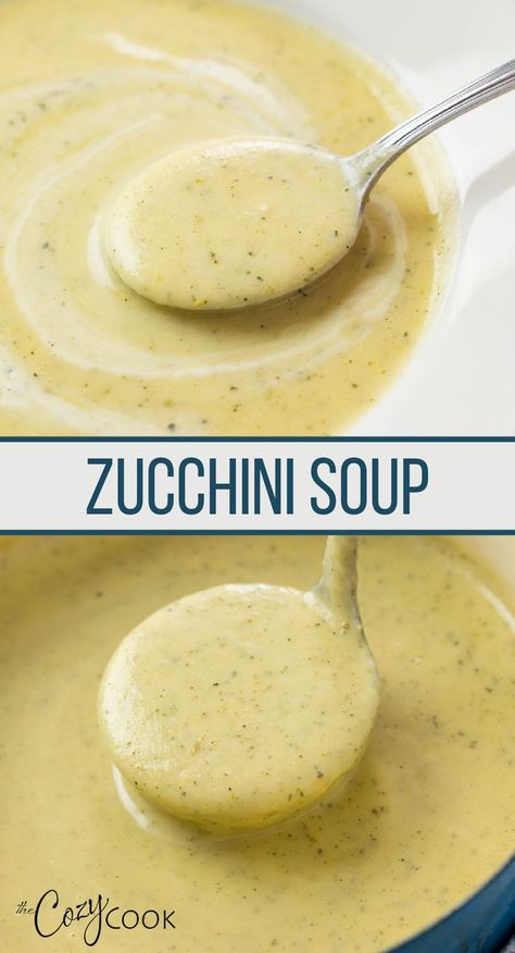 zucchini soup in a white bowl with a silver spoon. Chicken Zucchini Soup Crock Pot, Veggie Blended Soup, Soup Base Recipe Simple, Zucchini In Soup Recipes, Zucchini Carrot Soup Recipes, Zucchini Corn Soup Recipes, Zucchini Soup Recipes Instant Pot, Italian Zucchini Soup Recipes, Paleo Zucchini Soup