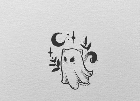 Desen Realist, Ghost Tattoo, Cute Little Tattoos, Spooky Tattoos, Cute Tiny Tattoos, Halloween Tattoo, Tapeta Galaxie, Tattoo Style Drawings, Cute Doodles Drawings