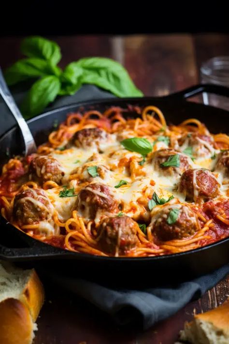 Baked Spaghetti Meatballs, Christmas Spaghetti, Spaghetti Meatball Recipes, Baked Spaghetti And Meatballs, Easy Baked Spaghetti, Juicy Meatballs, Spaghetti Meatballs, Italian Favorites, Homemade Meatballs