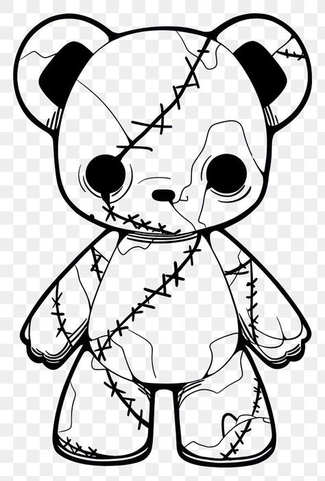 Voodoo Bear Drawing, Scary Dogs Drawing, Teddy Bear Poses Drawing, Torn Teddy Bear Tattoo, Teddy Bear Sketch Drawings, Cartoon Teddy Bear Drawing Easy, Creepy Bear Drawing, Drawing Ideas Backgrounds, Gothic Bear Tattoo